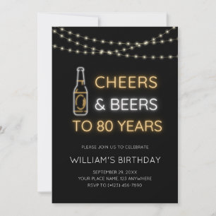 Invitación Señal de neón de Cheers & Beers para foto de cumpl