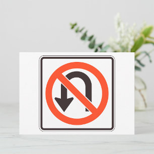 Invitación Señal de Prohibido Girar en U Símbolo de Seguridad