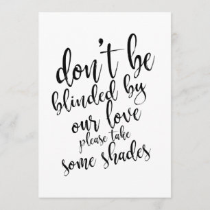 Invitación señal de regalos de gafas de sol para bodas asequi