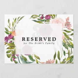 Invitación señal floral reservada para familia, etc., texto e