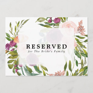 Invitación señal floral reservada para familia, etc., texto e
