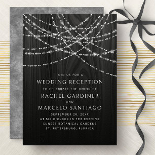 Invitación Señales de cadena recepción de boda rústica negra