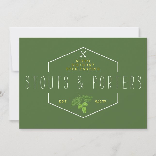 Invitación Señalización, cervezas de malta y porteros del (Anverso)