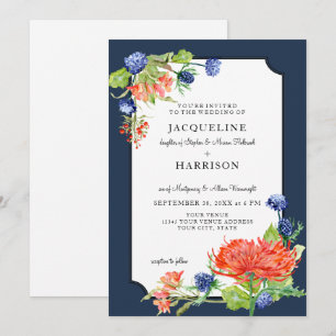 Invitación Sencilla acuarela floral Naranja de Mamá de silbid