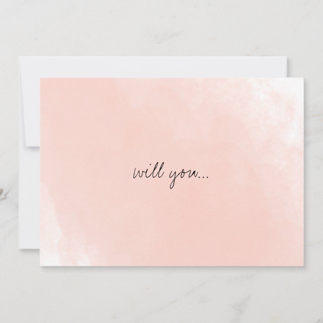 Invitación Sencilla Acuarela Rosa Serás Mi Novia (Anverso)