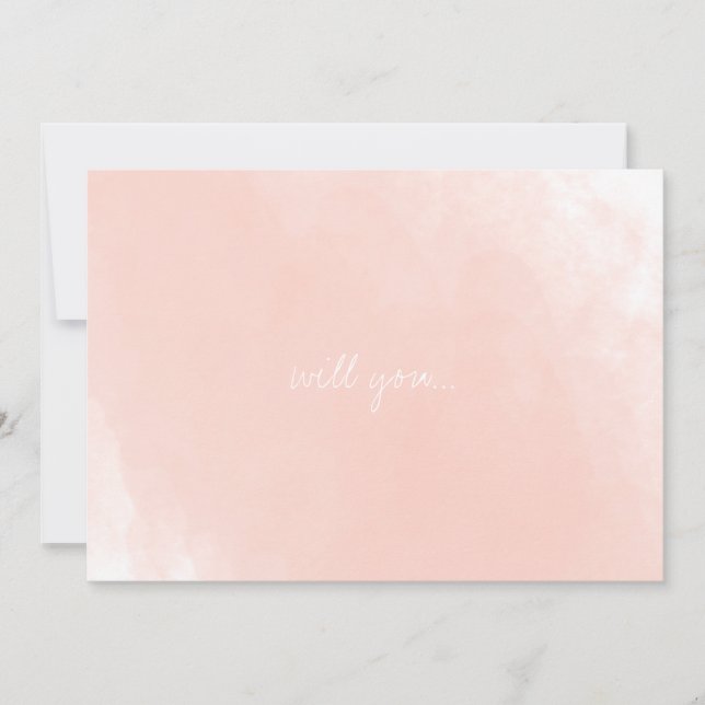 Invitación Sencilla Acuarela Rosa Serás Mi Novia (Anverso)