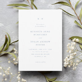 Invitación Sencilla Boda Azul Polvoriento Elegante