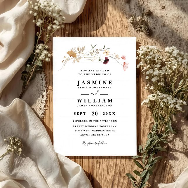 Invitación Sencilla Boda Bohemio Flores Silvestres Rústico Có (Subido por el creador)