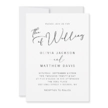 Sencilla boda de caligrafía moderna en blanco y ne