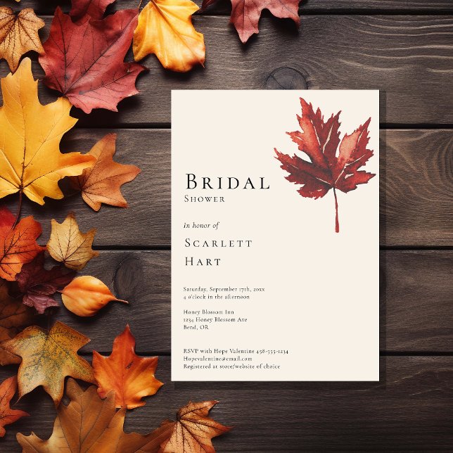 Invitación Sencilla Boda de crema de hojas de otoño (Subido por el creador)