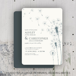 Invitación Sencilla Boda de Dandelion gris de pizarra moderna