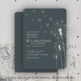 Invitación Sencilla Boda de Dandelion gris de pizarra moderna