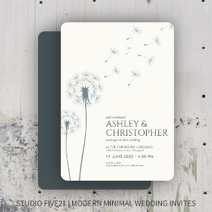 Invitación Sencilla Boda de Dandelion gris de pizarra moderna