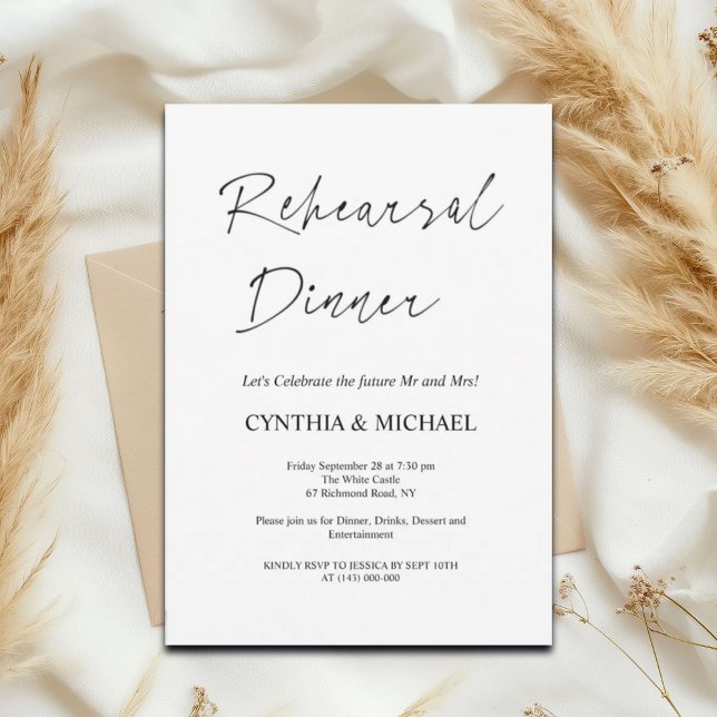 Invitación Sencilla Boda de guión ensayo Cena (Subido por el creador)