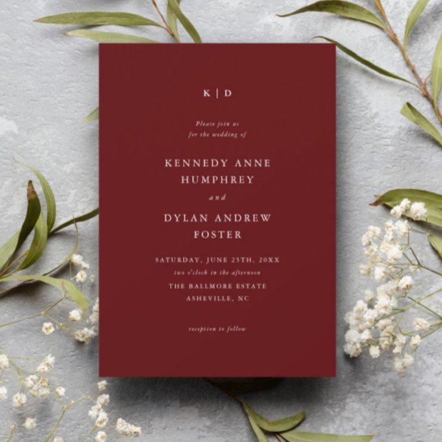 Invitación Sencilla Boda Elegante Granate (Subido por el creador)