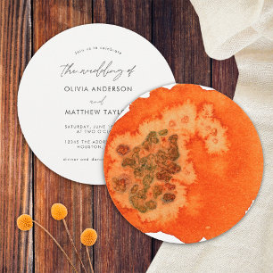 Invitación Sencilla Boda en Acuarela Elegante Naranja Quemada