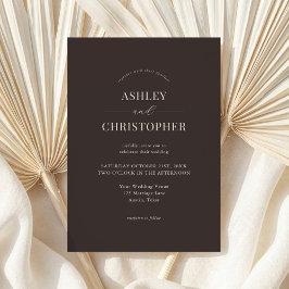 Invitación Sencilla Boda Marrón Moderna y Elegante