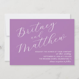 Invitación Sencilla Boda Minimalista de Foto Lavanda Letra Sc