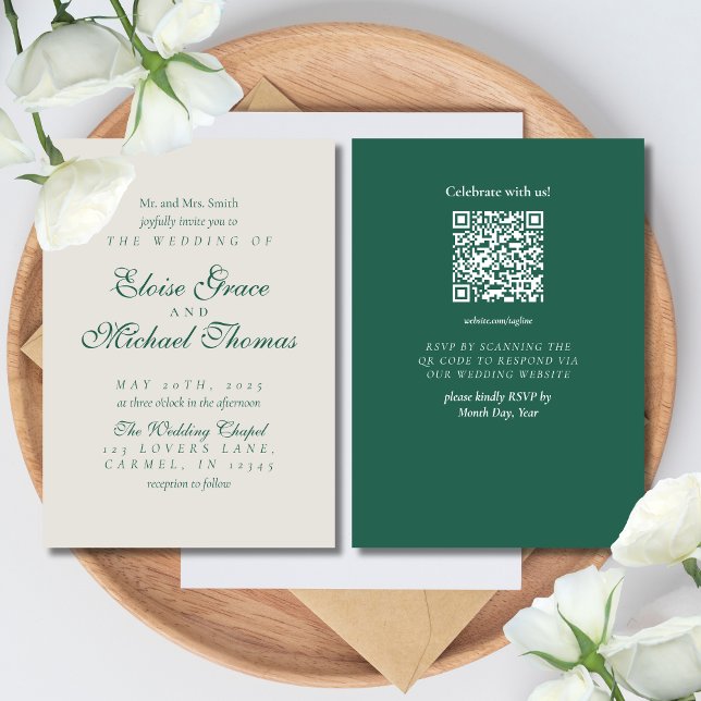 Invitación Sencilla Boda Minimalista Moderna en Verde Salvia (Modern Elegant Sage Green Wedding Suite Theme with options to personalize for your special day.)
