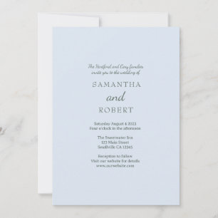 Invitación Sencilla boda romántica azul verde