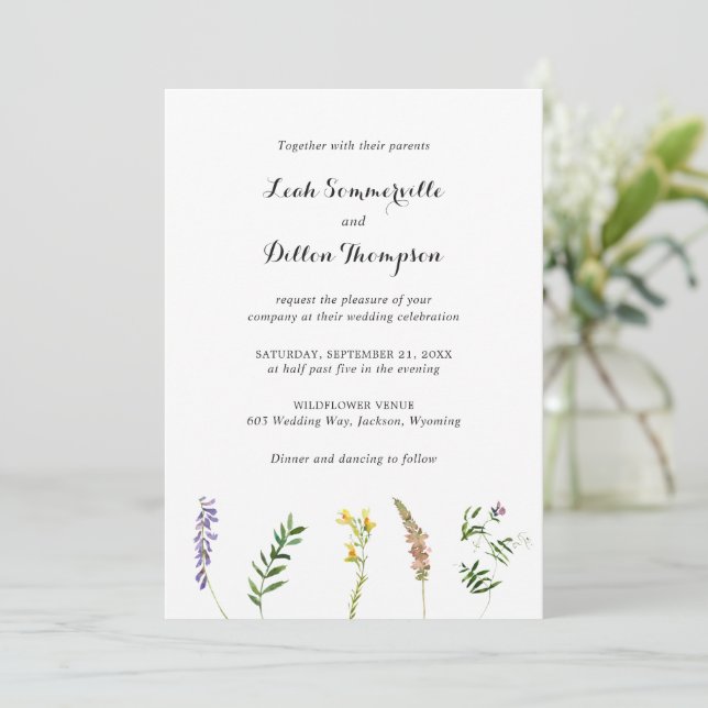 Invitación Sencilla Boda Rústica Floral Elegante (Anverso de pie)