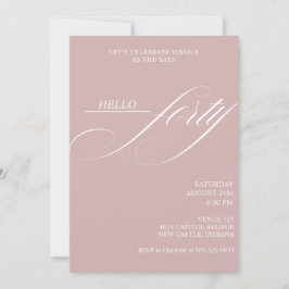 Invitación Sencilla caligrafía moderna cuarenta cumpleaños 40