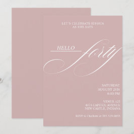 Invitación Sencilla caligrafía moderna cuarenta cumpleaños 40