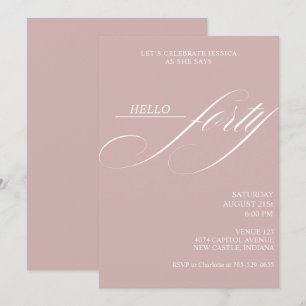 Invitación Sencilla caligrafía moderna cuarenta cumpleaños 40