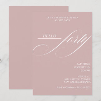 Invitación Sencilla caligrafía moderna cuarenta cumpleaños 40