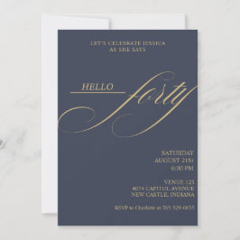 Invitación Sencilla caligrafía moderna cuarenta cumpleaños 40