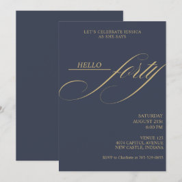 Invitación Sencilla caligrafía moderna cuarenta cumpleaños 40