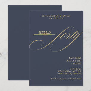 Invitación Sencilla caligrafía moderna cuarenta cumpleaños 40