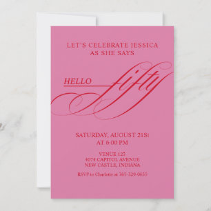 Invitación Sencilla Caligrafía Moderna Cumpleaños Cincuenta 5