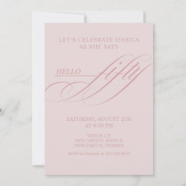 Invitación Sencilla Caligrafía Moderna Cumpleaños Cincuenta 5