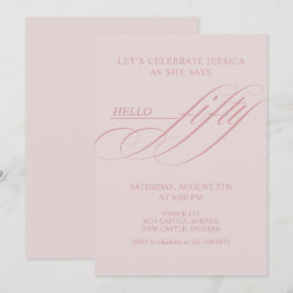 Invitación Sencilla Caligrafía Moderna Cumpleaños Cincuenta 5