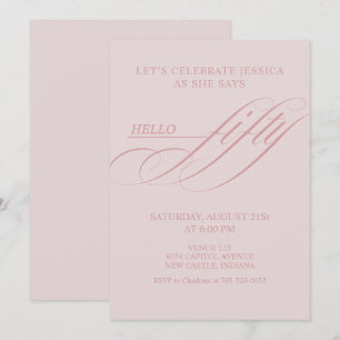 Invitación Sencilla Caligrafía Moderna Cumpleaños Cincuenta 5