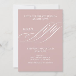 Invitación Sencilla Caligrafía Moderna Cumpleaños Cincuenta 5