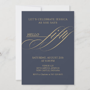 Invitación Sencilla Caligrafía Moderna Cumpleaños Cincuenta 5