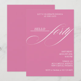 Invitación Sencilla Caligrafía Moderna Cumpleaños Cuarenta 40