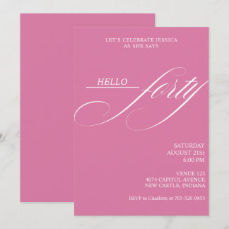 Invitación Sencilla Caligrafía Moderna Cumpleaños Cuarenta 40
