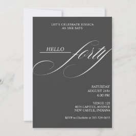 Invitación Sencilla Caligrafía Moderna Cumpleaños Cuarenta 40