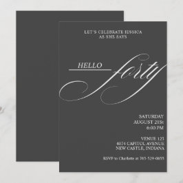 Invitación Sencilla Caligrafía Moderna Cumpleaños Cuarenta 40