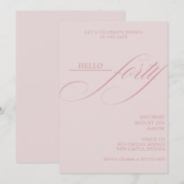 Invitación Sencilla Caligrafía Moderna Cumpleaños Cuarenta 40