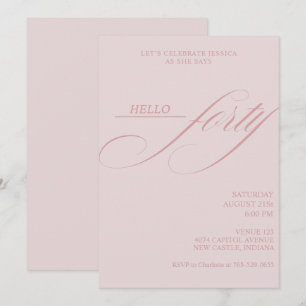 Invitación Sencilla Caligrafía Moderna Cumpleaños Cuarenta 40