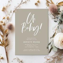 Invitación Sencilla caligrafía Sexo Neutral Baby Shower