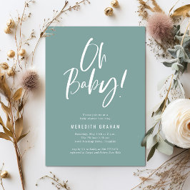 Invitación Sencilla caligrafía Sexo Neutral Baby Shower