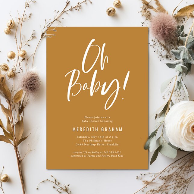 Invitación Sencilla caligrafía Sexo Neutral Baby Shower (Subido por el creador)