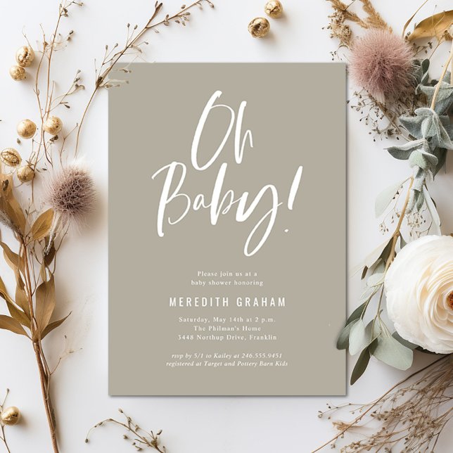 Invitación Sencilla caligrafía Sexo Neutral Baby Shower (Subido por el creador)