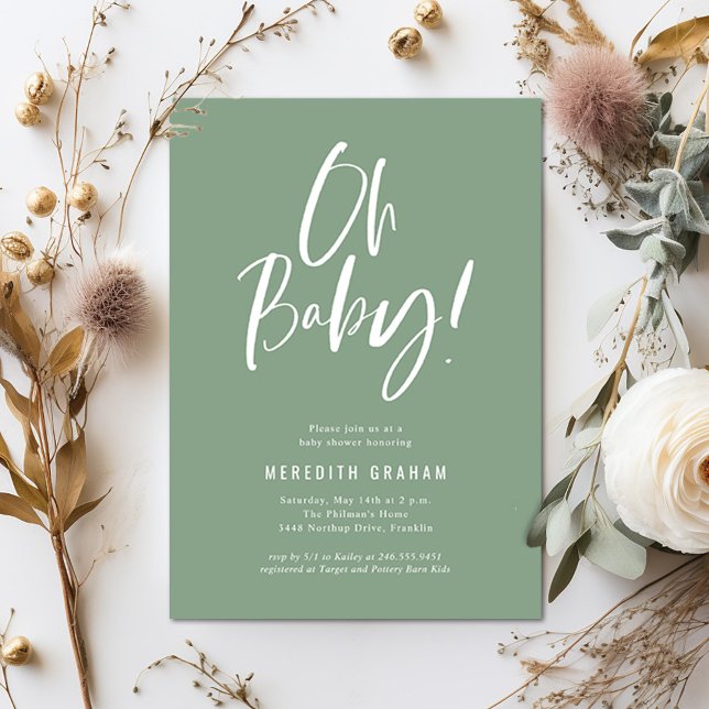 Invitación Sencilla caligrafía Sexo Neutral Baby Shower (Subido por el creador)