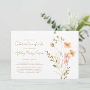 Invitación Sencilla Celebración de la Vida de Flor Silvestre 